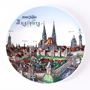 Town Scene Seltmann Weiden Bavaria W. Germany 9" Ceramic Collector Plate Dish